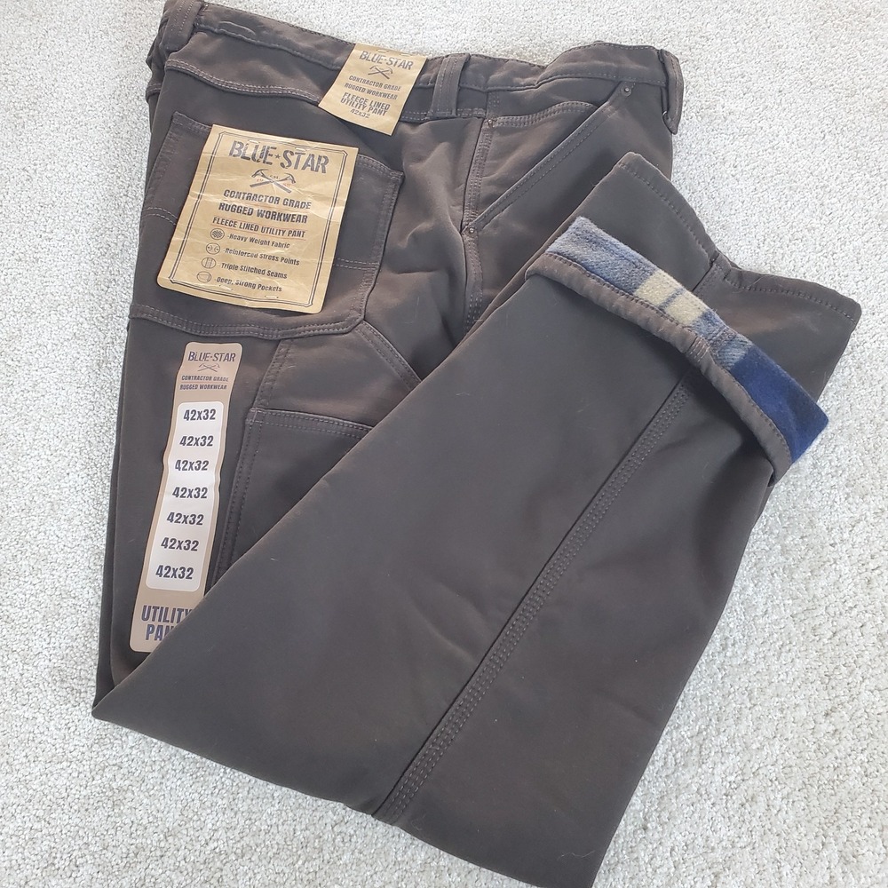 Blue Star Carpenter Fleece Lined Jeans Brown 42X32 NEW NWTGS